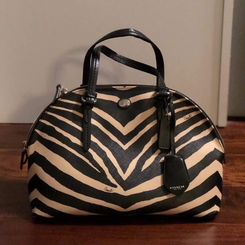 Authentic Coach Zebra dome satchel